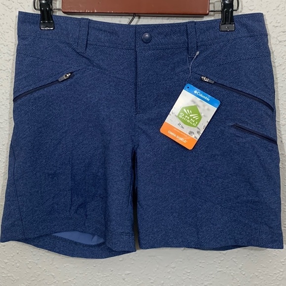Columbia Omni Sheild Blue Active Fit Court Shorts NWT size 6 - Picture 1 of 8